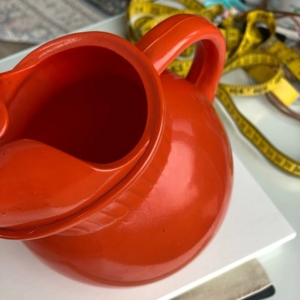 Cool Orange Glass Pitcher Vase Planter Storage MCM CottageCore - Picture 13 of 13